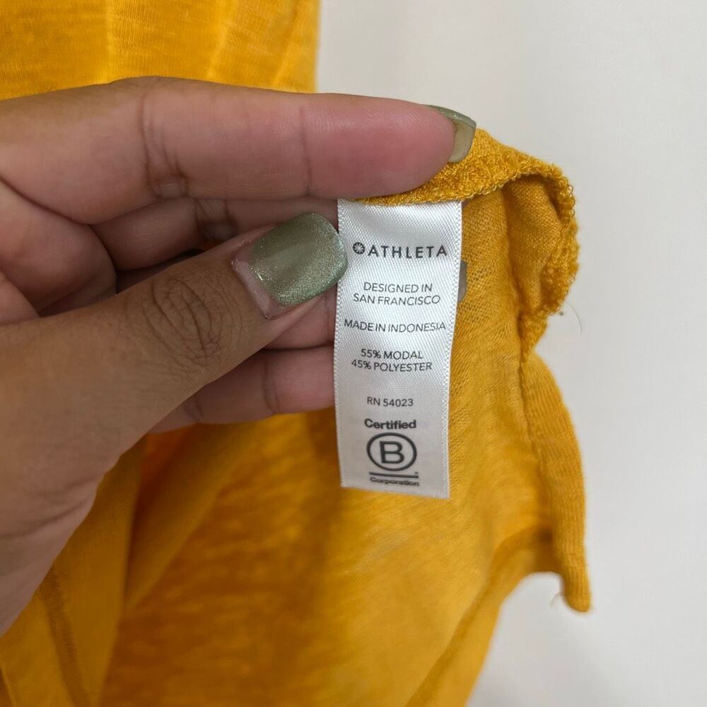 Athleta Golden Yellow V Neck Short Sleeve Tee XS Women - Picture 4 of 8